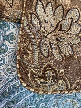 Croscill Gold and Brown Damask Decorative Pillow Cover